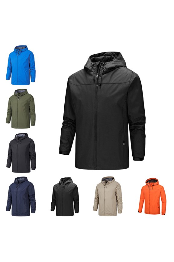 Windbreakers for Men Thin Windbreaker Slim Fitting Zipper Pocket Long Sleeved Hooded Sun Protection Suit Outdoor Sprinter Jacket Coat Gray 5XL Men's Windbreaker Jacket