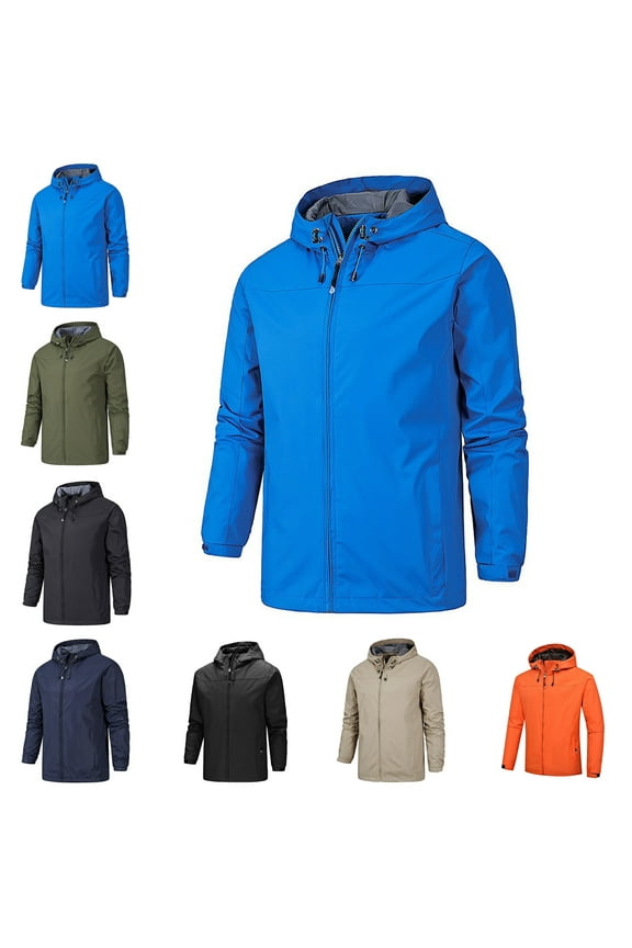 Windbreakers for Men Thin Windbreaker Slim Fitting Zipper Pocket Long Sleeved Hooded Sun Protection Suit Outdoor Sprinter Jacket Coat Sky Blue M Mens Windbreaker