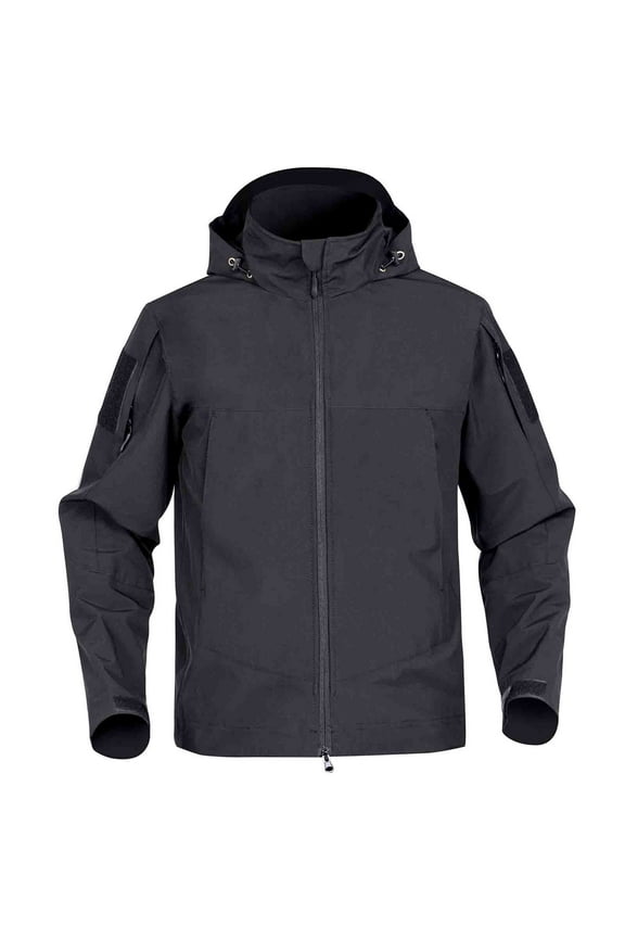 Windbreakers for Men Solid Color Hooded Jacket Mountaineering Climbing Warm Outdoor Jacket Black L Men's Windbreaker Jacket