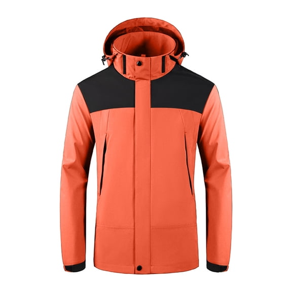 Windbreakers for Men Suit Hooded Coat Youth Outdoor Sports Wear Long Windbreaker Middle-aged Business Casual Jacket Orange M Men's Windbreaker Jacket