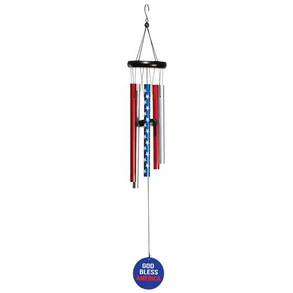 Dicksons God Bless Our America Red White 35 inch Aluminum Wind Chime Noisemaker