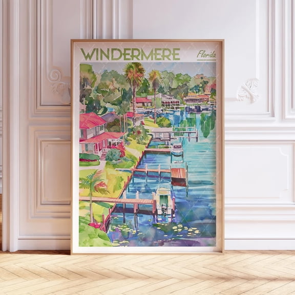 Windermere Florida USA Travel Pastel Colors Destination Portrait Decor Unframed Paper Print