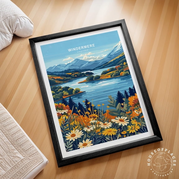 Windermere Lake District England Bowness Waterfront Wall Art, Unframed Paper Poster 8x10in