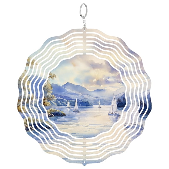 Windermere Lake District UK 3D Wind Spinner Stainless Steel Kinetic Yard Art Nature Garden Decor Boat Gift
