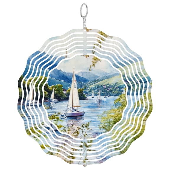 Windermere Lake Wind Spinner, Kinetic 3D Garden Decor Hanging Yard Art