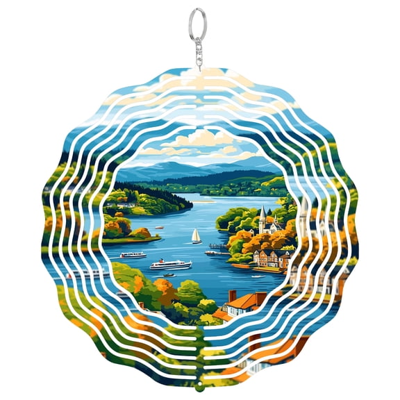 Windermere Water Wind Spinner, Kinetic 3D Lake District Garden Art Decor