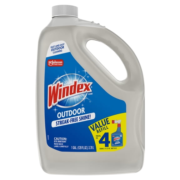 Windex Outdoor Window Cleaner, Concentrated Cleaning Sprayer for Garden Hose, Refill, 128 fl oz