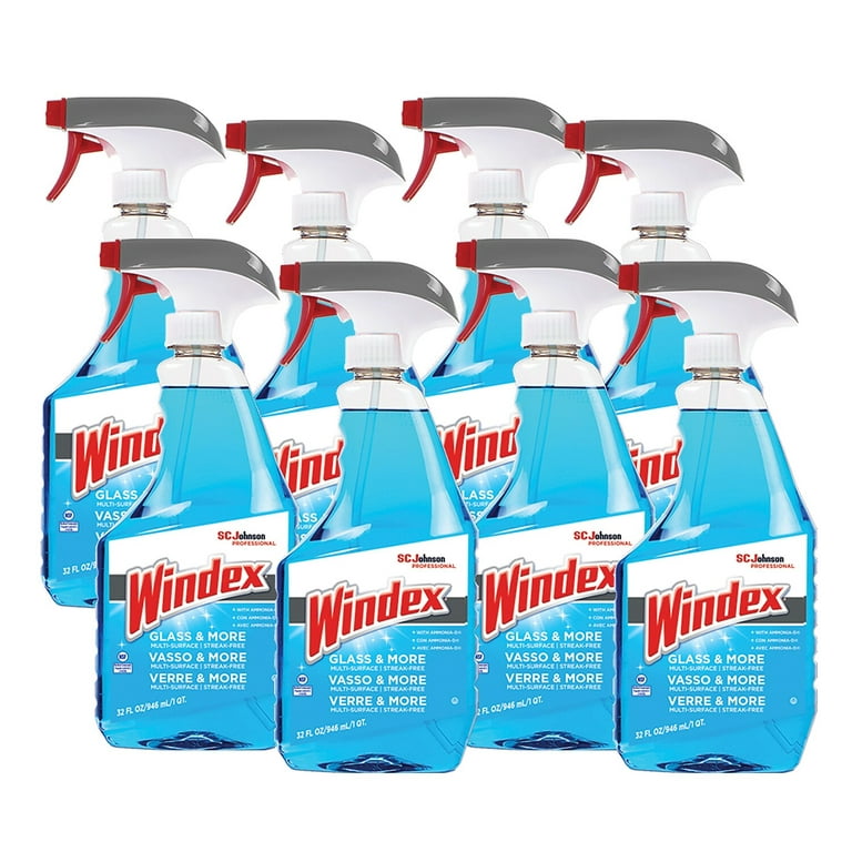 Windex Ammonia-D Glass Cleaner, Fresh, 32 oz Spray Bottle, 8/Carton (322338)
