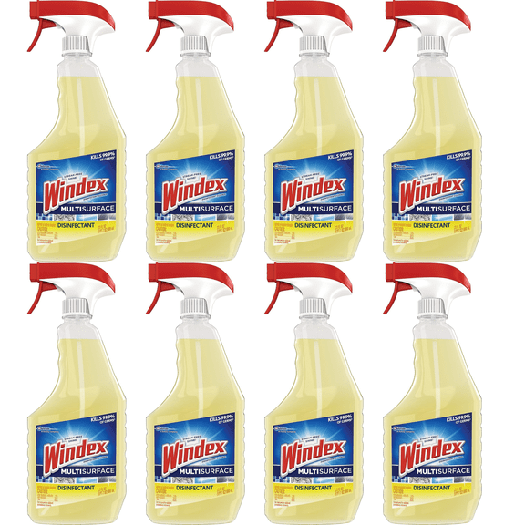 Windex Antibacterial Multi-Surface Fresh Citrus Scent, 23 Ounce Spray Bottles (Pack Of 8 BOXED)