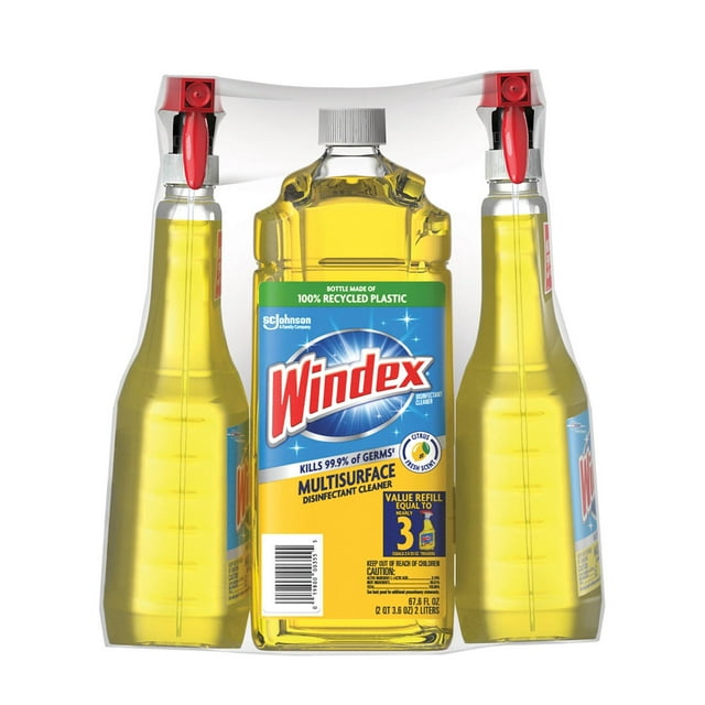 Windex Disinfecting MultiSurface Cleaner, Kills 99.9 Germs, 2 ct
