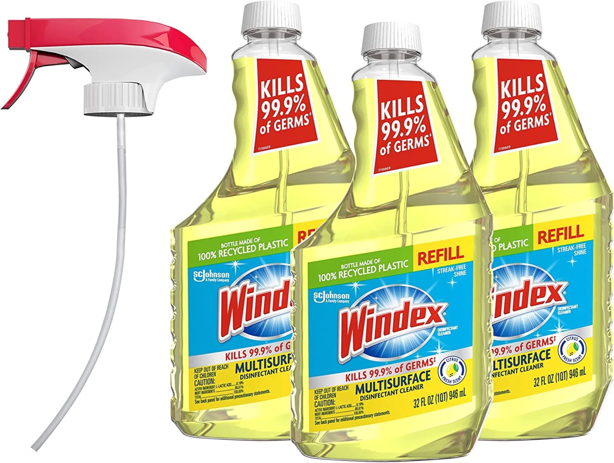 Windex Disinfectant Cleaner MultiSurface Citrus Fresh, Refill Bottle