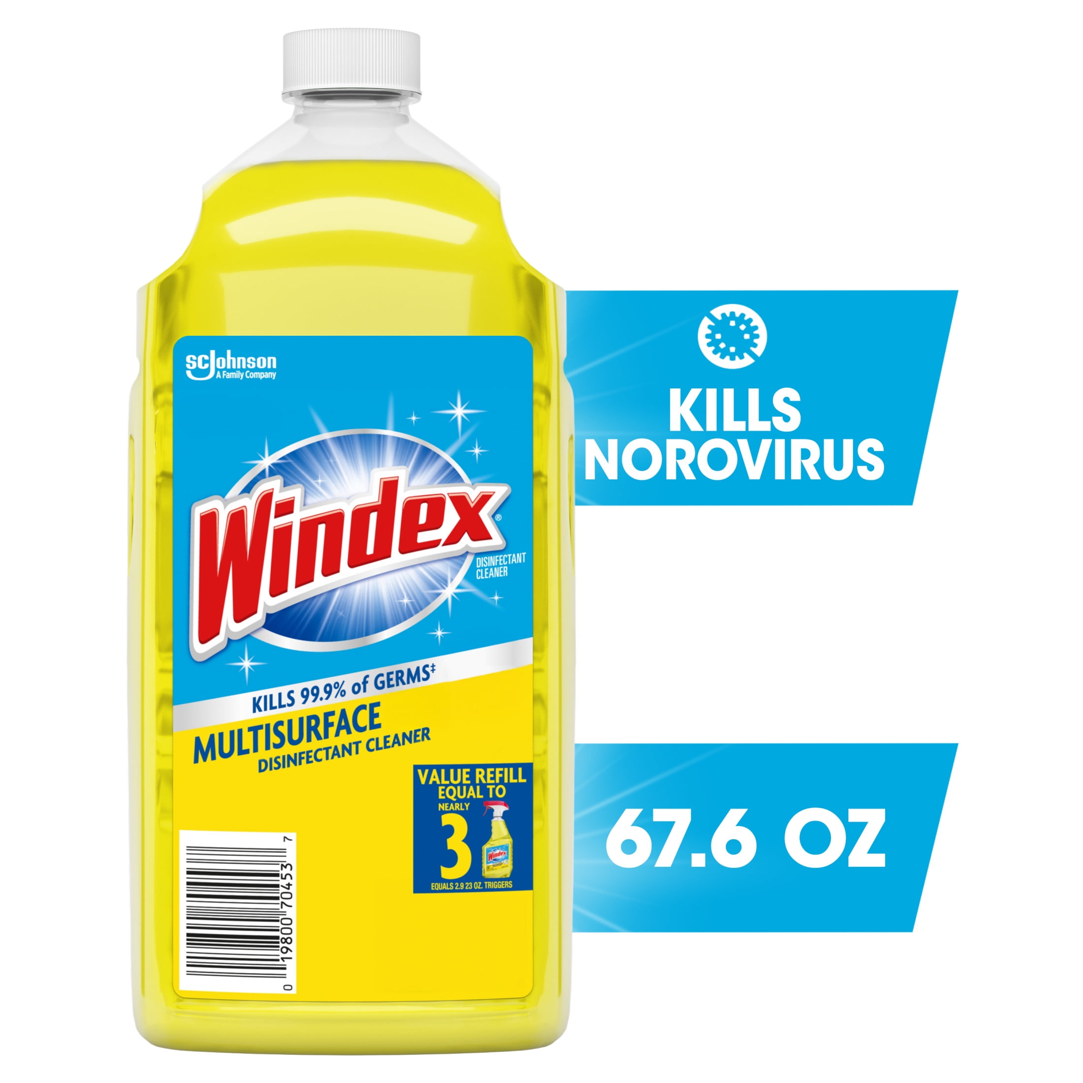 Windex Disinfe Countant Cleaner Multi-Surface Refill, Citrus Fresh, 2 L