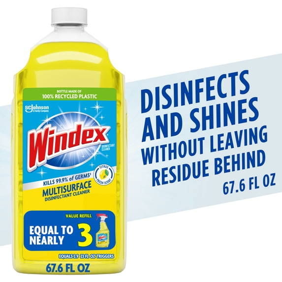 Windex Disinfectant Cleaner Multi-Surface Refill, Citrus Fresh, 67.6 fl oz