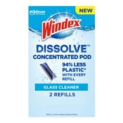 Windex  Dissolve  Concentrated Pods, Glass Window Cleaner , 2 Concentrated Dissolvable Refill Pods