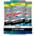 thumbnail image 1 of Windex Electronics Wipes, Pre-Moistened Screen Wipes Clean and Provide a Streak-Free Shine, 25 Count, Pack of 3, 1 of 3
