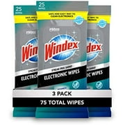 Windex Electronics Wipes, Pre-Moistened Screen Wipes Clean and Provide a Streak-Free Shine, 25 Count, Pack of 3