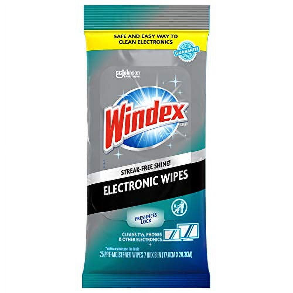 Windex Electronics Wipes, PreMoistened, Provides StreakFree Shine, 25