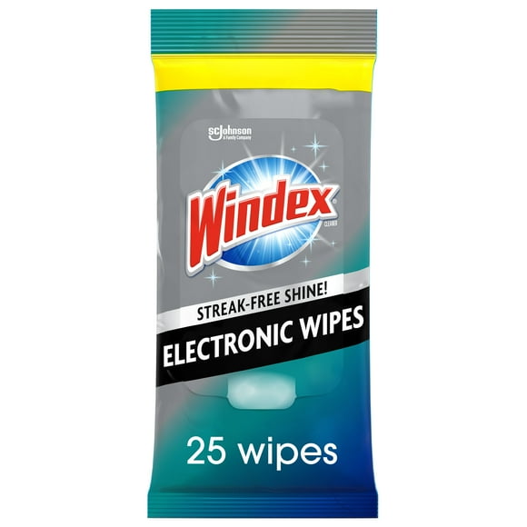 Windex Electronics Wipes, Pre-Moistened, Provides Streak-Free Shine, 25 Count