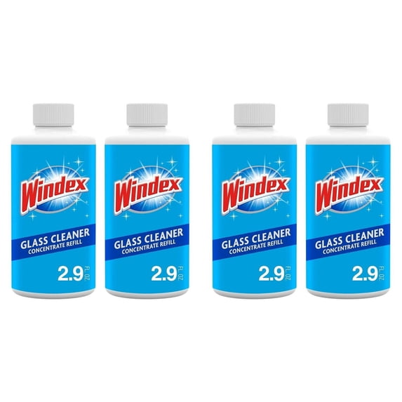 Windex Glass Cleaner Concentrate, Four 2.9 Ounce Concentrated Refill Bottles