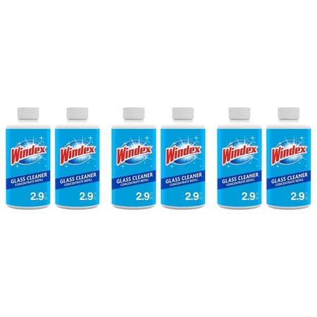 Windex Glass Cleaner Concentrate, Six 2.9 Ounce Concentrated Refill Bottles