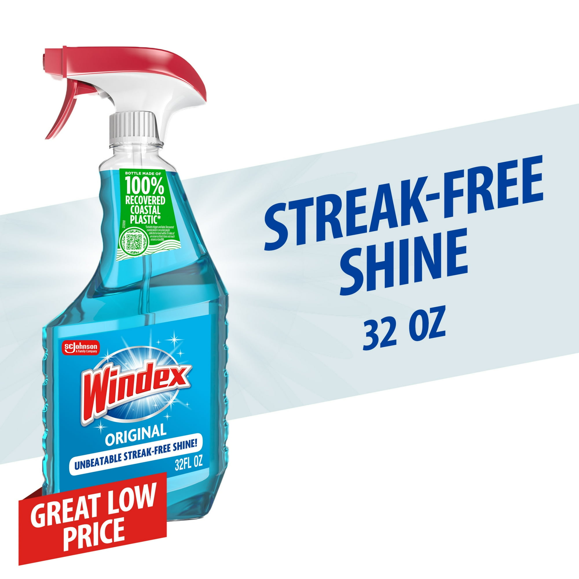 Windex® Glass & Window Cleaner, Original Blue, Spray Bottle, 32 fl oz