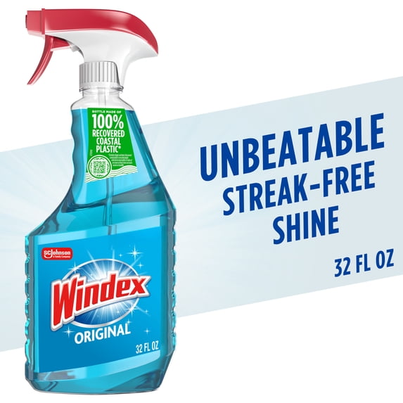 Windex Glass, Window, and Mirror Cleaner, Original Blue, Spray Bottle, 32 fl oz.