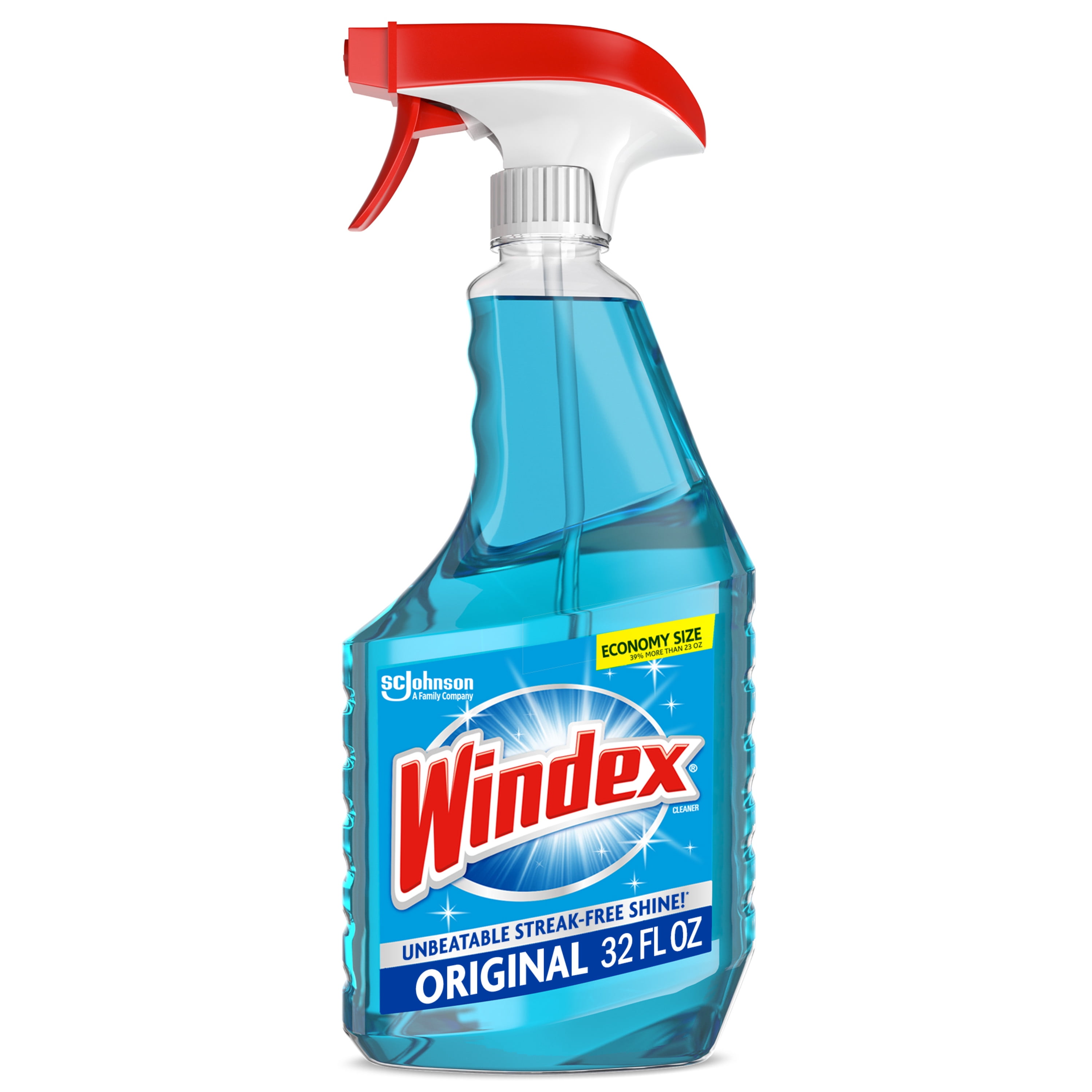Windex® Glass Cleaner, Original Blue, Spray Bottle, 32 fl oz