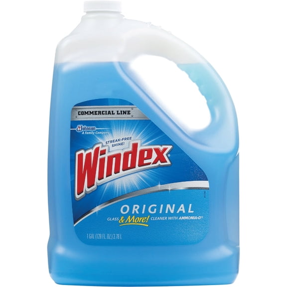 Windex Glass Cleaner Refill Commercial Line Original - Ammonia Formula - 128 Fl Oz Pack of 4 Household & Commercial Use, Effective Formula