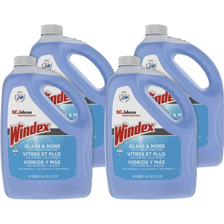 Windex Glass Cleaner with Ammonia-D - 128 fl oz (4 quart) - 4 / Carton - Non-streaking, Phosphate-free - Blue Windex Glass Cleaner with Ammonia-D - 128 fl oz (4 quart) - 4 / Carton - Non-streaking, Phosphate-free - Blue
