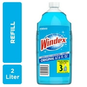 Windex Glass, Window, and Mirror Cleaner Refill, Original Blue, 2 L