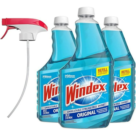 Windex Glass and Window Cleaner Spray Bottle, Packaging Designed to Prevent Leakage and Breaking, Surface Cleaning Spray, Original Blue Scent, 23 Fl Oz