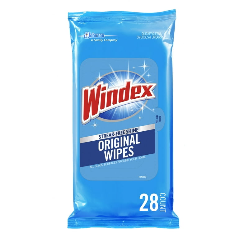 (2 Pack)-Windex Streak-Free Shine, Original Glass & Surface Wipes, 28 count  each