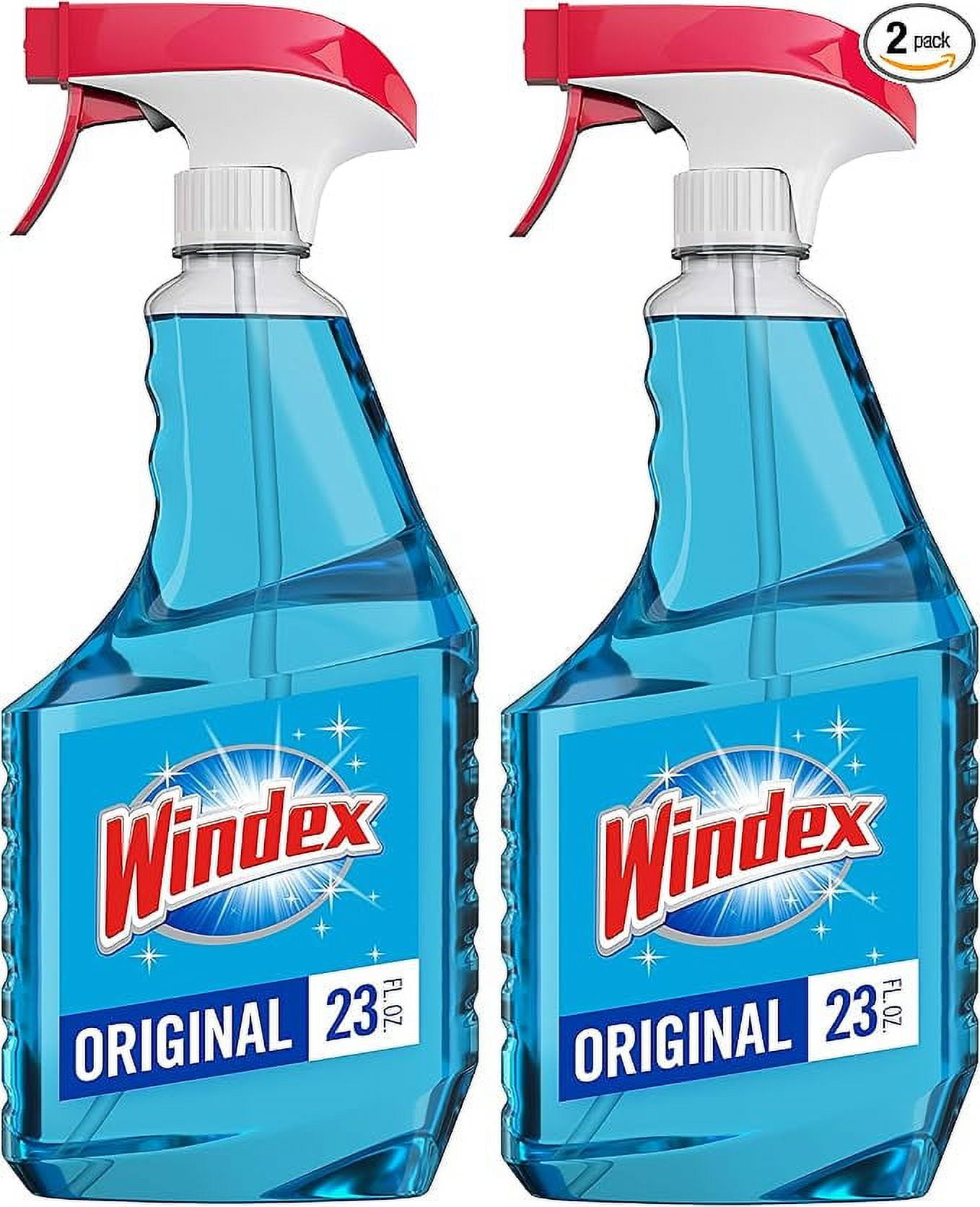 Windex Glass and Window Cleaner Spray Bottle, Bottle Made from 100% Recovered Coastal Plastic, Original Blue, 23 fl oz (Pack of 2)