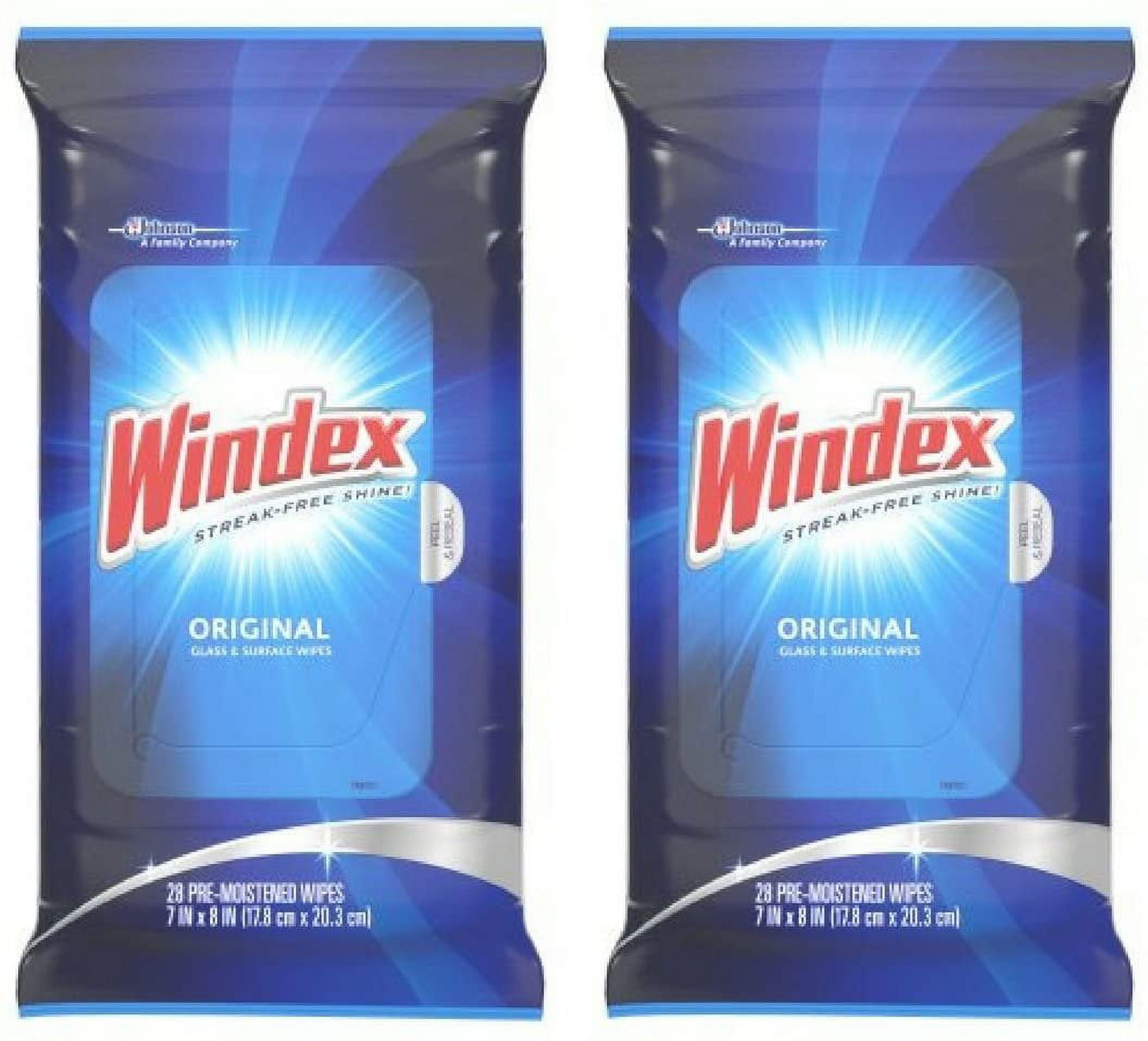 Windex Original Glass Wipes, 6 Pack, 28 ct - 2 Packs