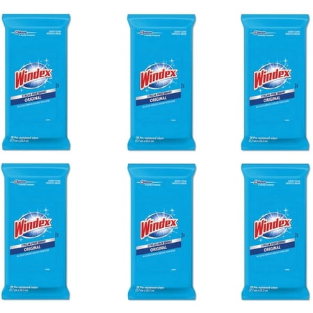 6-pack Windex Original Glass Wipes, 6 pack, 28 ct - 4 Packs — Residential Use, Standard Application