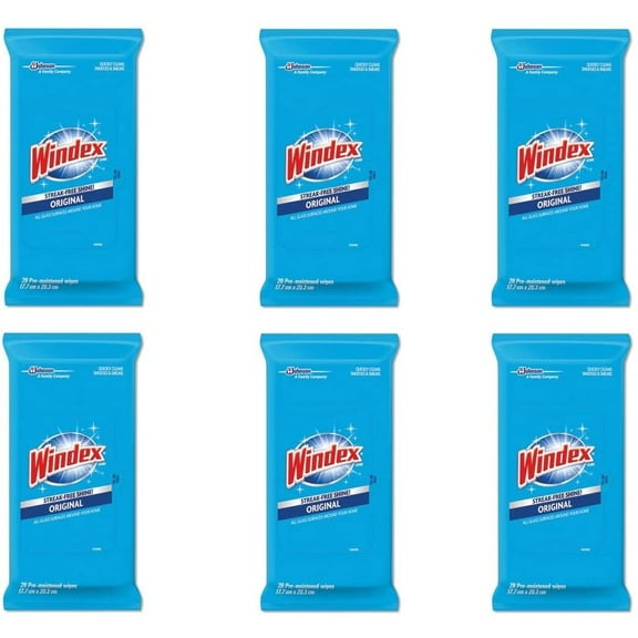 Windex Original Glass Wipes, 6 pack, 28 ct - 4 Packs