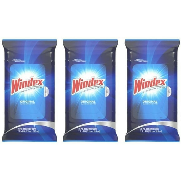 Windex Original Glass and Surface Wipes, 28 Count - 3 Packs