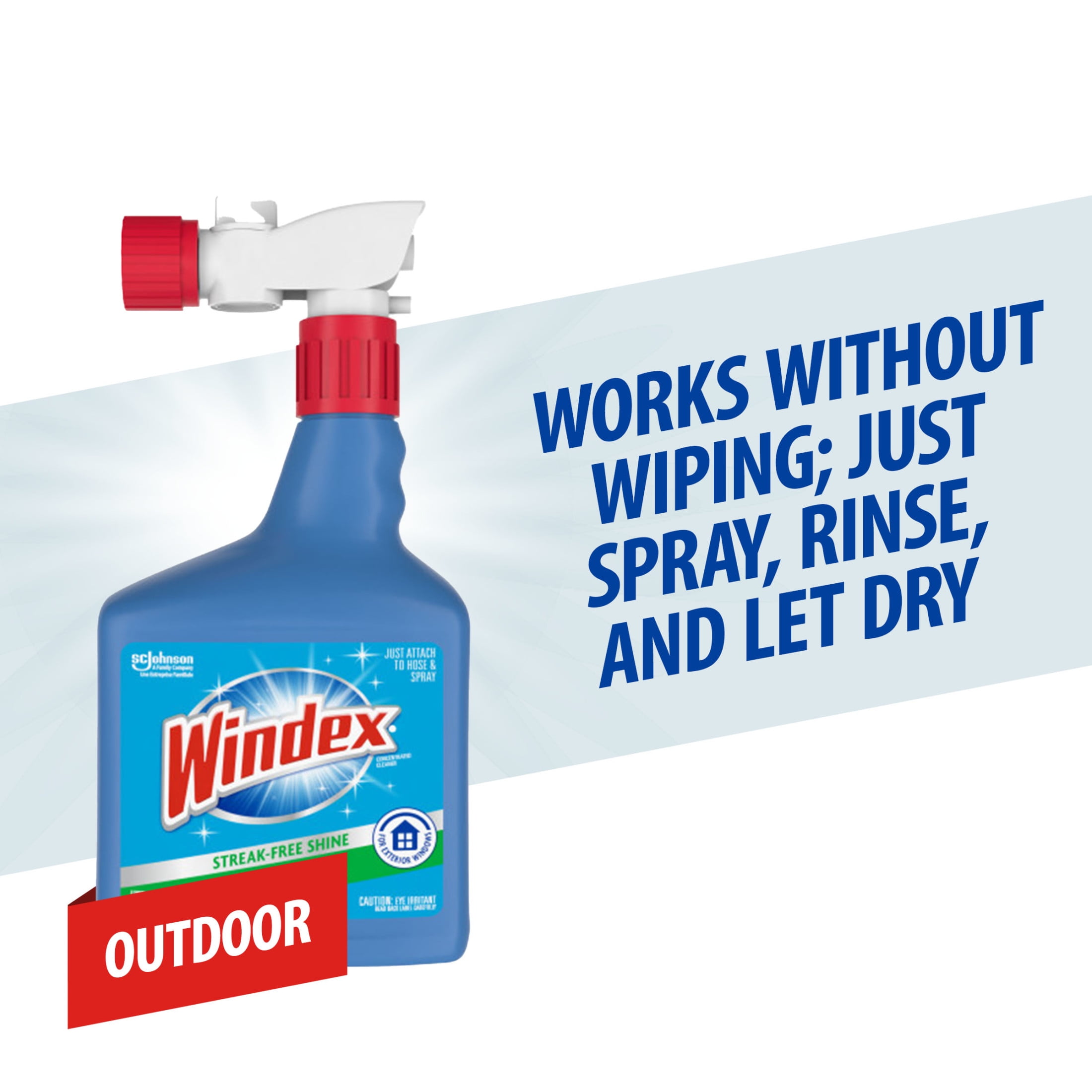 Windex Outdoor Concentrated Glass Window Cleaner for Hose, Ammonia Free, 32 fl oz