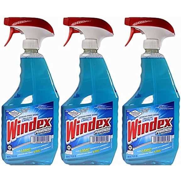 Windex Powerized Glass Cleaner With Ammonia-D, 32 Oz. Trigger Spray Bottle (Pack Of 3)