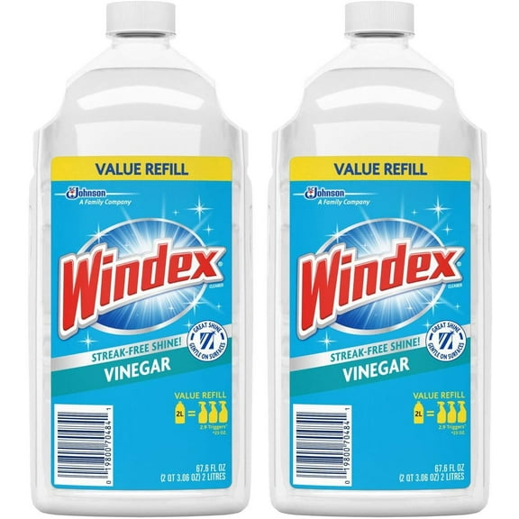 Windex Vinegar Glass Cleaner Refill, 2 Liter Pack of 2