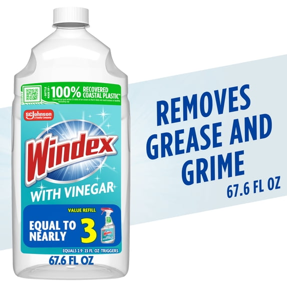 Windex® with Vinegar Glass Window Cleaner, Refill Bottle, 67.6 fl oz
