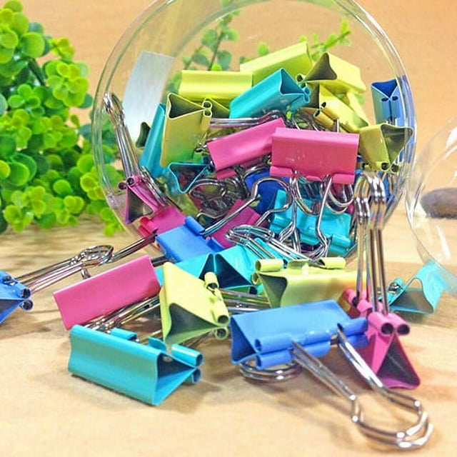 Windfall 1 Tub Medium Metal Paper Clips Assorted, Colored Binder Clips Multi Color Photo File Paper Document Clip Clamp Organizer Document File Ticket Binder Clips for Office Home