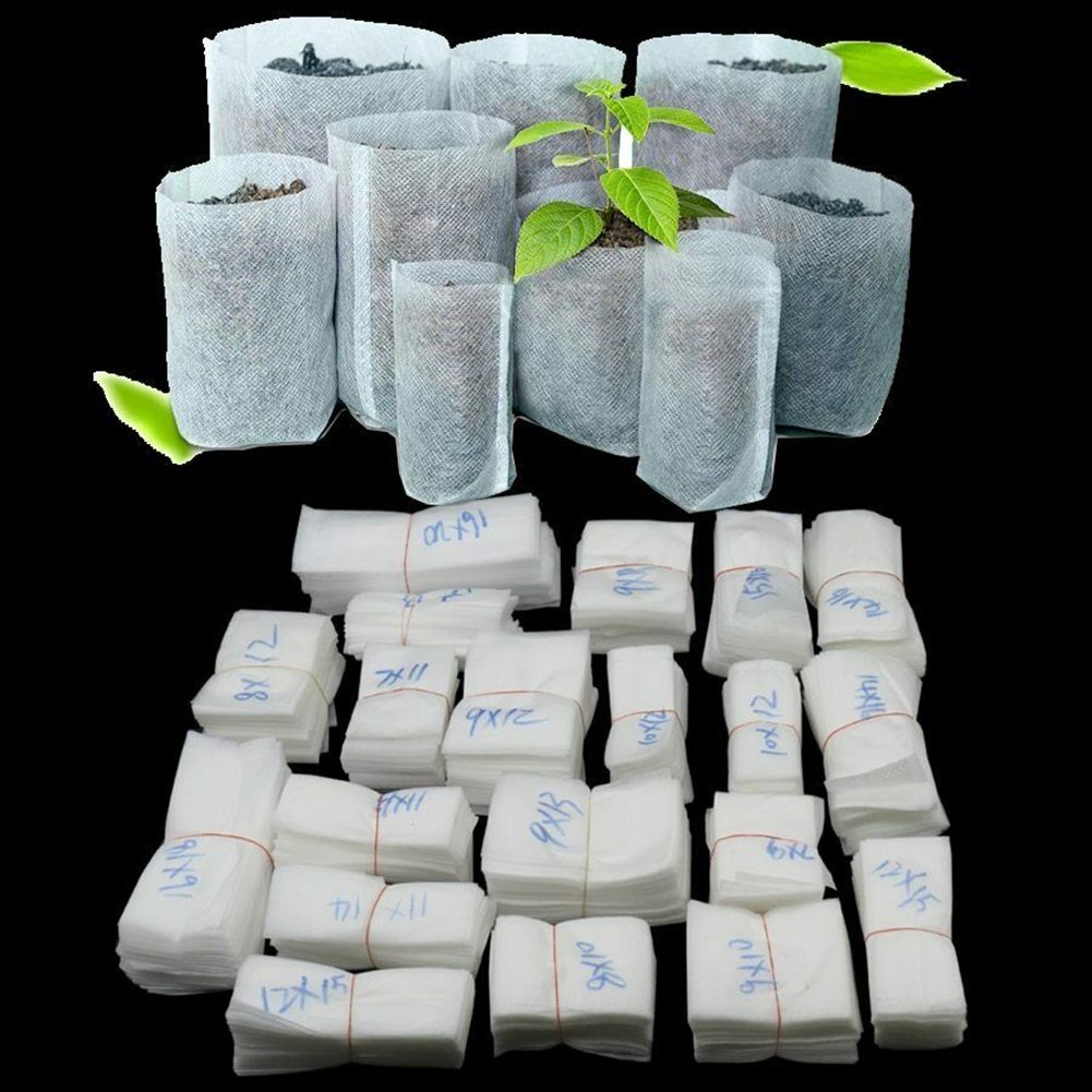 100Pcs/Set Biodegradable Nonwoven Fabric Nursery Plant Grow Bags Seedling  Pot Growing Planter Planting Bag Container Garden Tool