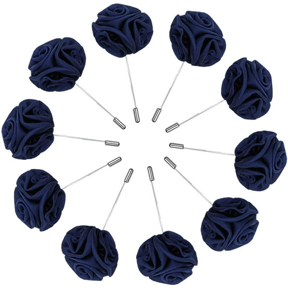 Windfall 10Pack Men's Lapel Pins Groom Boutonniere Wedding Silk Rose Flowers Accessories Prom Pin Men Suit Decoration