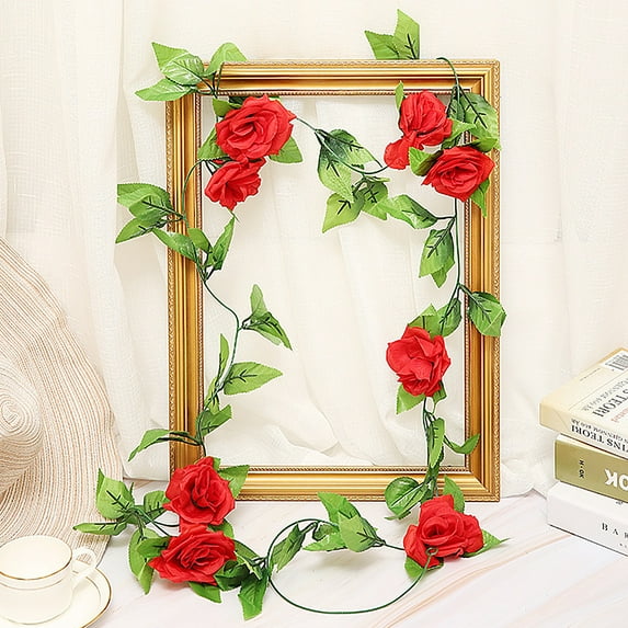 Windfall 1Pc Artificial Rose Vine Fake Silk Rose Hanging Vine Flowers Garland for Outdoor Wedding Arch Garden Wall Decor DIY Party Home Wedding Decor