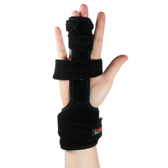 Windfall 2 Finger Splint Trigger Finger Splint, Adjustable Two Finger Splint Full Hand and Wrist Brace Support, Metal Straightening Immobilizer Treatment for Sprains, Mallet Injury, Arthritis(M/L)