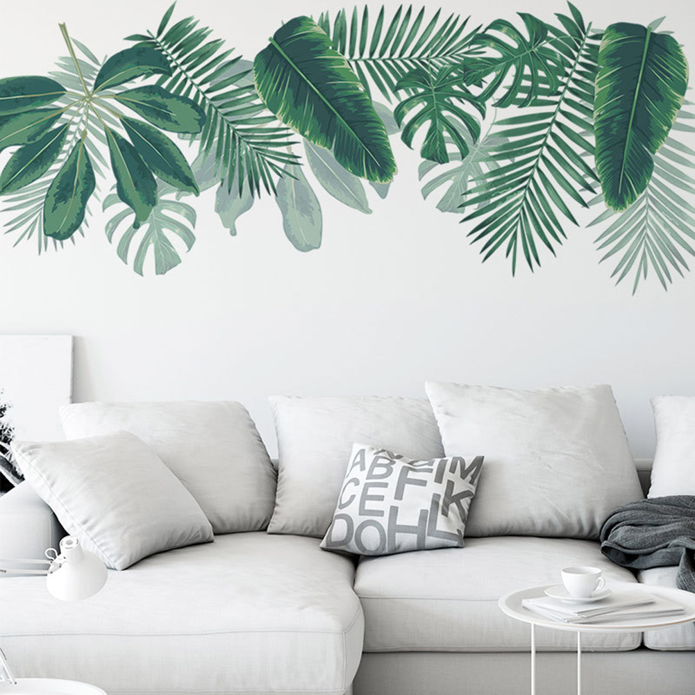 Windfall 2Pcs Green Plants Fresh Leaves Wall Decals, Vibrant ...