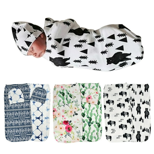Windfall 2Pcs/Set Newborn Receiving Blanket Babys Swaddle Receiving