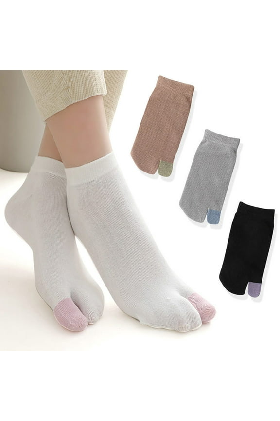 2Pcs Split Toe Socks Unisex Sweat Absorption Solid Color Cotton Outdoor Breathable Japanese Flip Flop Socks for Outdoor