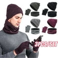 thumbnail image 1 of Windfall 3PCS Men Knitted Beanie Cap Scarf Touchscreen Gloves, Winter Warm Set for Women Men, 1 of 2